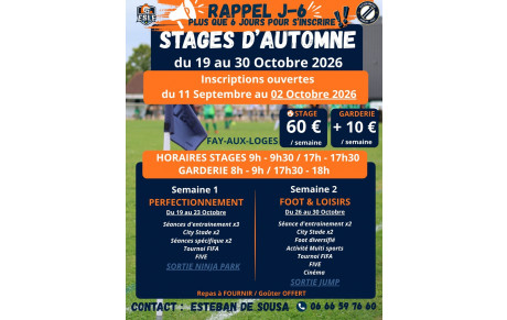 Rappel stages d'Automne 2026